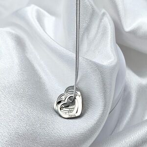 Sterling Silver Necklace with Personalized Name Hearts